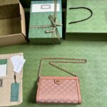 Gucci Women Ophidia GG Small Shoulder Bag Pink Canvas Double G - Image 7