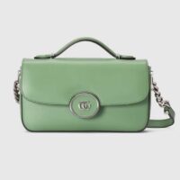 Gucci Women Petite GG Mini Shoulder Bag Light Green Leather Double G (5)