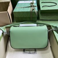 Gucci Women Petite GG Mini Shoulder Bag Light Green Leather Double G (5)