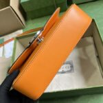 Gucci Women Petite GG Mini Shoulder Bag Orange Leather Double G - Image 5