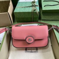 Gucci Women Petite GG Mini Shoulder Bag Pink Leather Double G (4)