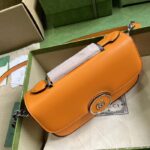 Gucci Women Petite GG Small Shoulder Bag Orange Leather Double G – Bild 4