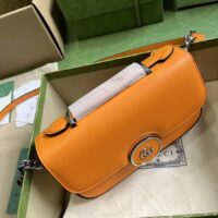 Gucci Women Petite GG Small Shoulder Bag Orange Leather Double G (11)