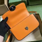 Gucci Women Petite GG Small Shoulder Bag Orange Leather Double G – Bild 5