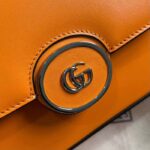 Gucci Women Petite GG Small Shoulder Bag Orange Leather Double G – Bild 8