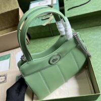 Gucci Women Petite GG Small Tote Bag Light Green Leather Double G (1)