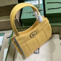 Gucci Women Petite GG Small Tote Bag Yellow Leather Double G (6)