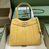 Gucci Women Petite GG Small Tote Bag Yellow Leather Double G (6)