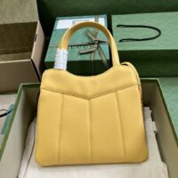 Gucci Women Petite GG Small Tote Bag Yellow Leather Double G (6)