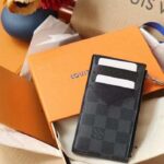 Louis Vuitton LV Unisex Coin Card Holder Damier Graphite Coated Canvas Cowhide Leather – Image 3