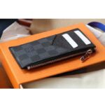 Louis Vuitton LV Unisex Coin Card Holder Damier Graphite Coated Canvas Cowhide Leather – Image 2