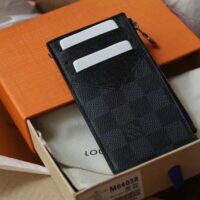 Louis Vuitton LV Unisex Coin Card Holder Damier Graphite Coated Canvas Cowhide Leather (3)