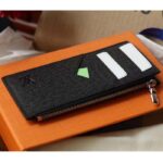 Louis Vuitton LV Unisex Coin Card Holder Taiga Cowhide Leather 4 Card Slots - Image 2