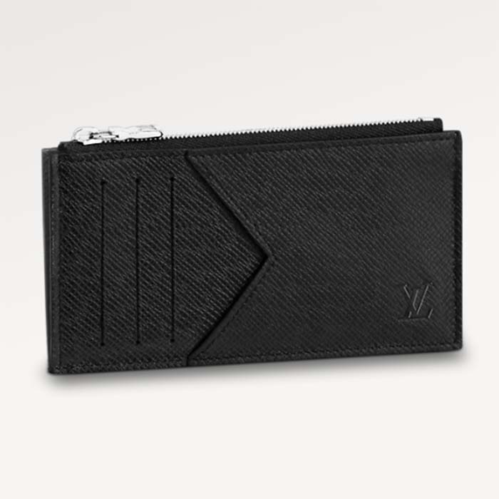 Louis Vuitton LV Unisex Coin Card Holder Taiga Cowhide Leather 4 Card Slots