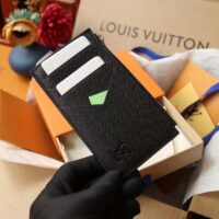 Louis Vuitton LV Unisex Coin Card Holder Taiga Cowhide Leather 4 Card Slots (5)