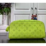 Louis Vuitton LV Unisex Dopp Kit Neon Yellow Monogram Coated Canvas Taiga Cowhide Leather - Image 2
