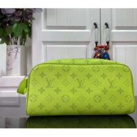 Louis Vuitton LV Unisex Dopp Kit Neon Yellow Monogram Coated Canvas Taiga Cowhide Leather (12)