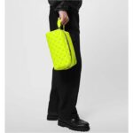 Louis Vuitton LV Unisex Dopp Kit Neon Yellow Monogram Coated Canvas Taiga Cowhide Leather - Image 12