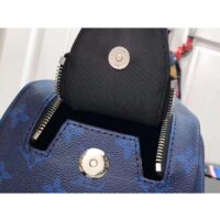 Louis Vuitton LV Unisex Dopp Kit Toilet Pouch Blue Taiga Cowhide Leather Monogram Coated Canvas (3)
