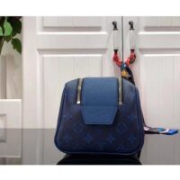 Louis Vuitton LV Unisex Dopp Kit Toilet Pouch Blue Taiga Cowhide Leather Monogram Coated Canvas (3)