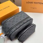 Louis Vuitton LV Unisex Dopp Kit Toilet Pouch Monogram Eclipse Coated Canvas - Image 3