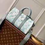 Louis Vuitton LV Unisex Keepall Bandoulière 25 Crystal Blue Monogram Aquagarden Coated Canvas - immagine 3