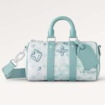 Louis Vuitton LV Unisex Keepall Bandoulière 25 Crystal Blue Monogram Aquagarden Coated Canvas