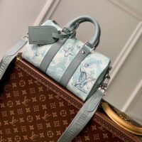 Louis Vuitton LV Unisex Keepall Bandoulière 25 Crystal Blue Monogram Aquagarden Coated Canvas (3)