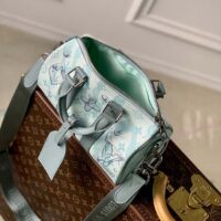 Louis Vuitton LV Unisex Keepall Bandoulière 25 Crystal Blue Monogram Aquagarden Coated Canvas (3)