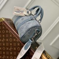 Louis Vuitton LV Unisex Keepall Bandoulière 25 Monogram Washed Denim Canvas Cowhide Leather (1)