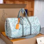 Louis Vuitton LV Unisex Keepall Bandoulière 50 Crystal Blue Monogram Aquagarden Coated Canvas – Image 4