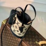 Louis Vuitton LV Unisex Nano Bucket Black Lotus Cotton Cowhide Leather - Image 4