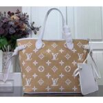 Louis Vuitton LV Unisex Neverfull MM Beige Lotus Cotton Cowhide Leather - Image 2