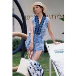 Louis Vuitton LV Unisex Neverfull MM Beige Lotus Cotton Cowhide Leather - Image 11