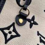 Louis Vuitton LV Unisex Neverfull MM Black Lotus Cotton Cowhide Leather - immagine 7