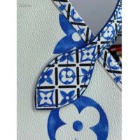Louis Vuitton LV Unisex Neverfull MM Blue Monogram Coated Canvas Textile Lining (8)