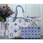Louis Vuitton LV Unisex Neverfull MM Blue Monogram Coated Canvas Textile Lining - Bild 4