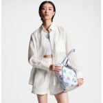 Louis Vuitton LV Unisex Neverfull MM Blue Monogram Coated Canvas Textile Lining - Bild 12