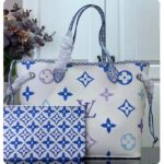 Louis Vuitton LV Unisex Neverfull MM Blue Monogram Coated Canvas Textile Lining - Bild 2