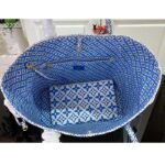 Louis Vuitton LV Unisex Neverfull MM Blue Monogram Coated Canvas Textile Lining - Bild 6