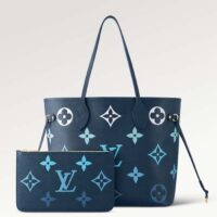 Louis Vuitton LV Unisex Neverfull MM Gradient Blue Monogram Empreinte Embossed Cowhide Leather (1)