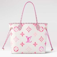 Louis Vuitton LV Unisex Neverfull MM Pink Monogram Coated Canvas Textile Lining (10)