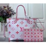 Louis Vuitton LV Unisex Neverfull MM Pink Monogram Coated Canvas Textile Lining - Image 3