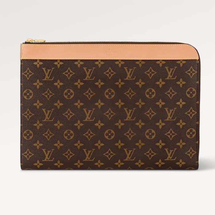 Louis Vuitton LV Unisex Pochette Jour Monogram Coated Canvas Aged Cowhide Leather