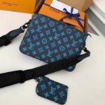 Louis Vuitton LV Unisex Trio Messenger Navy River Blue Calf Leather Textile Lining - Bild 4