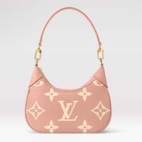 Louis Vuitton LV Women Bagatelle Mini Hobo Handbag Pink Embossed Grained Cowhide Leather