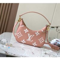 Louis Vuitton LV Women Bagatelle Mini Hobo Handbag Pink Embossed Grained Cowhide Leather (1)