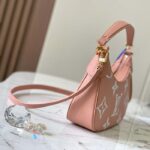 Louis Vuitton LV Women Bagatelle Mini Hobo Handbag Pink Embossed Grained Cowhide Leather – Image 4