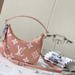 Louis Vuitton LV Women Bagatelle Mini Hobo Handbag Pink Embossed Grained Cowhide Leather – Image 3