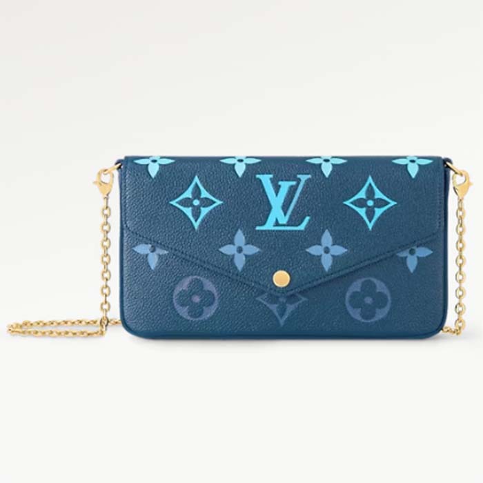 Louis Vuitton LV Women Félicie Pochette Gradient Blue Monogram Grained Cowhide Leather